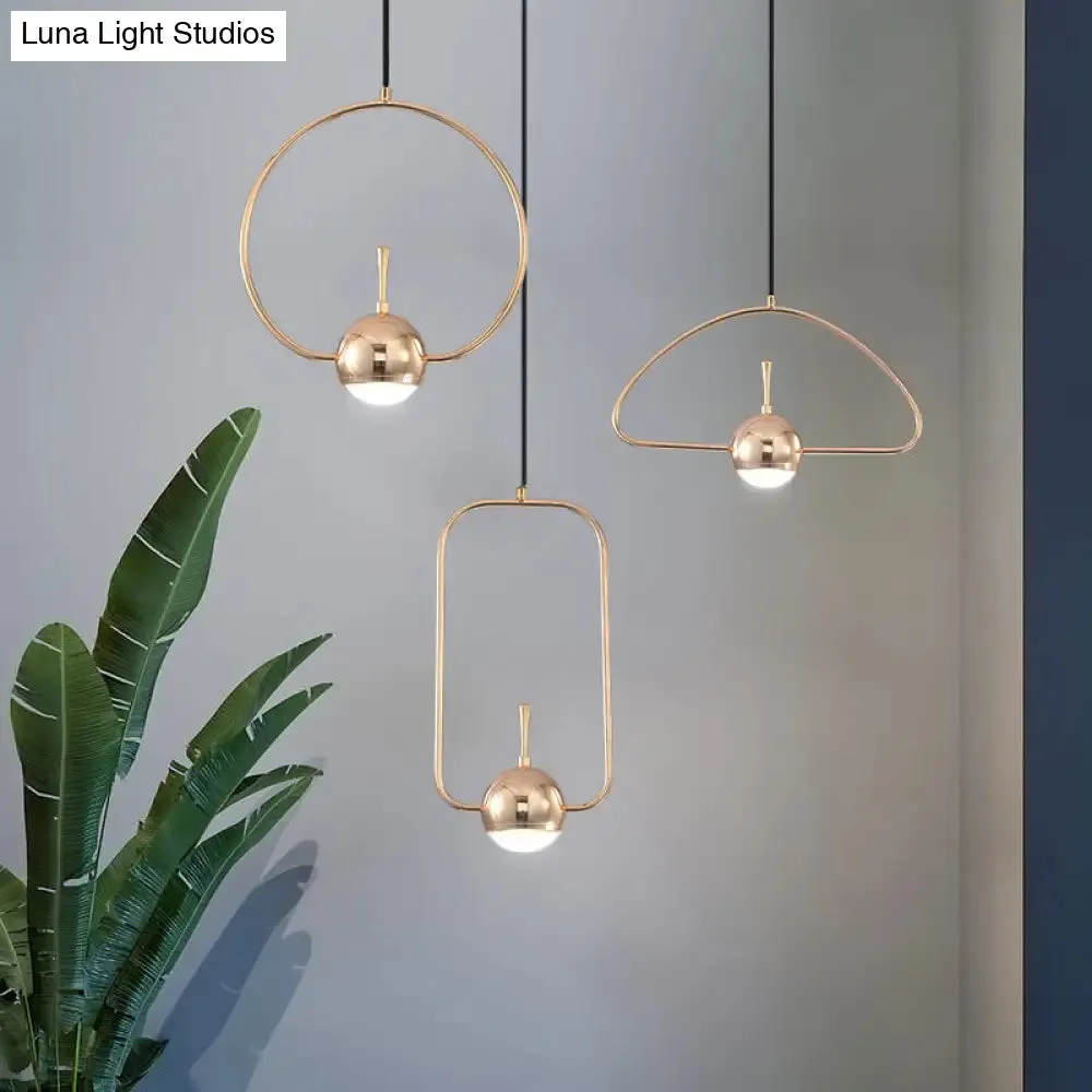 Rose Gold LED Pendant Light with Minimalist Design and Acrylic Dome Shade - Round/Triangle/Rectangle Shape