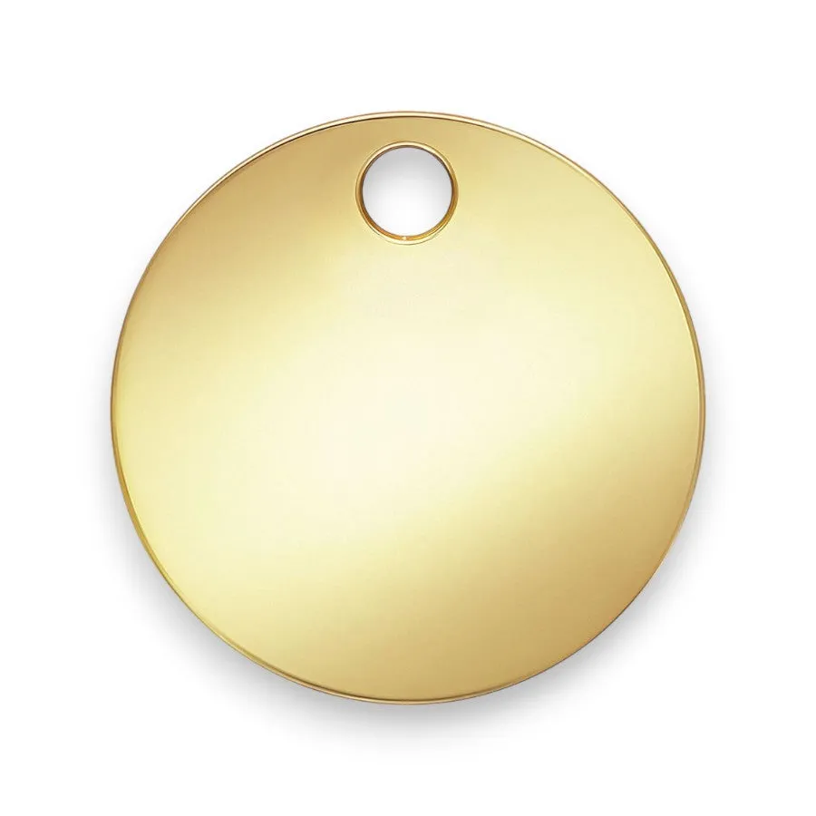 Round Disc with Hole (Polished) in 14ct Yellow Gold Filled