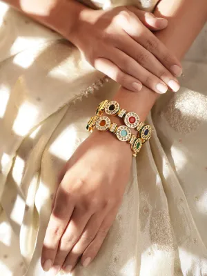 Rubans Set Of 2 Gold-Plated Stone-Studded Bangles