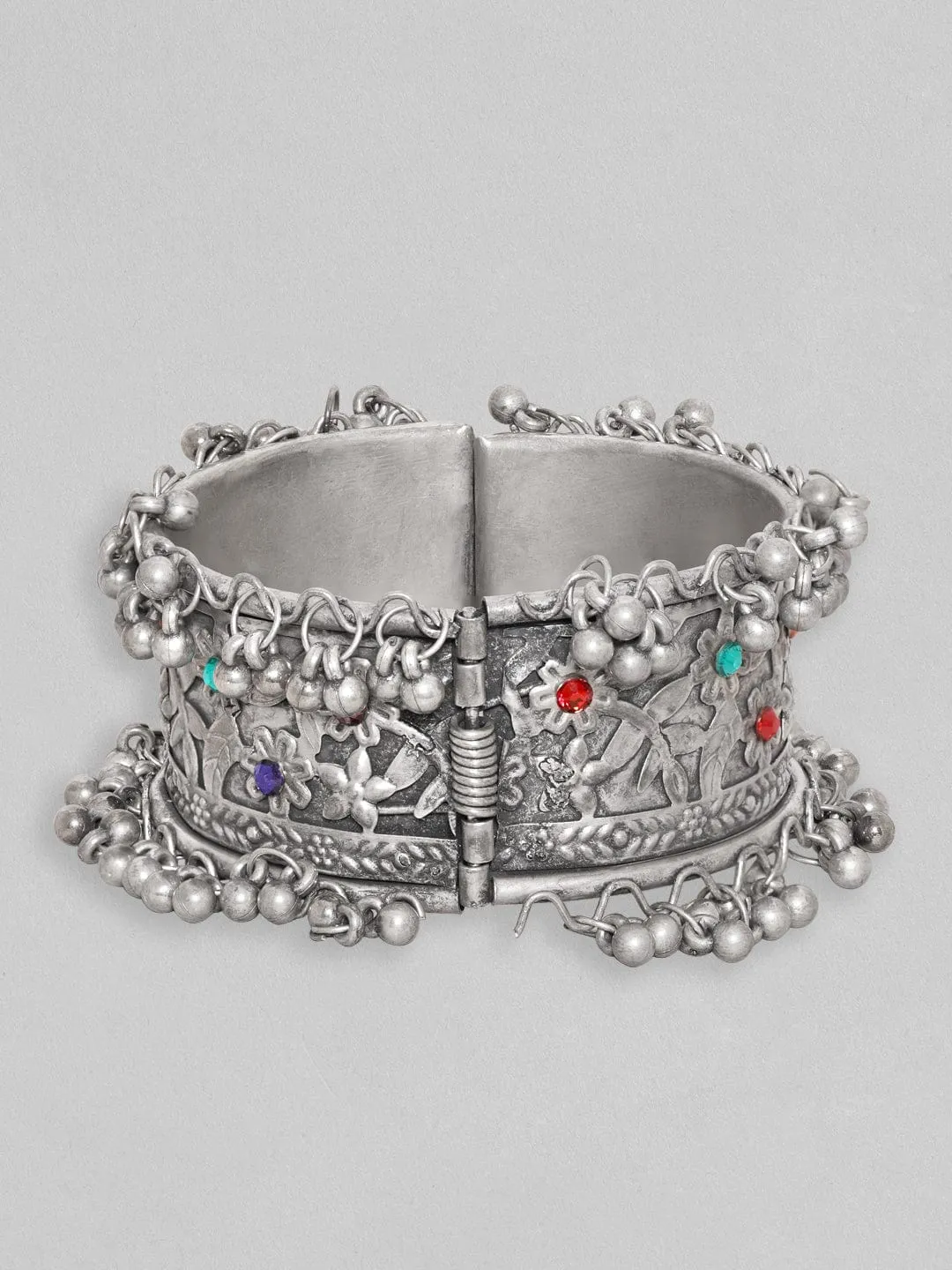 Rubans Women Silver-Plated Oxidised Kada Bracelet