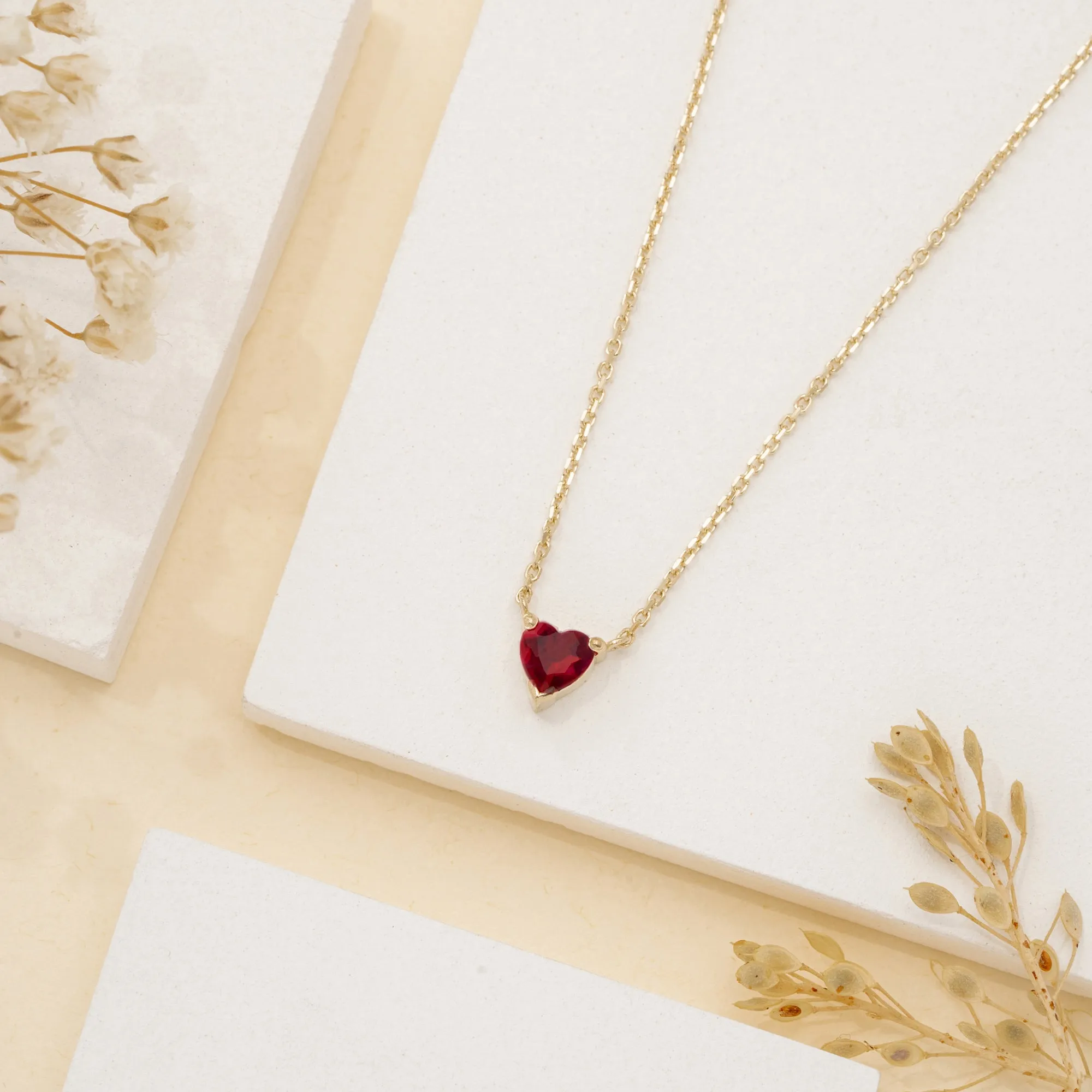 Ruby Heart Necklace, Corin