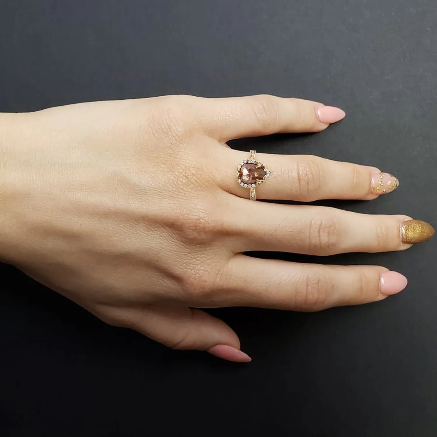 Rust Red Pear-Shape Diamond Ring