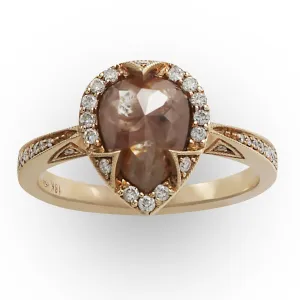 Rust Red Pear-Shape Diamond Ring