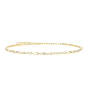 Sabel 14K Yellow Gold Round Diamond Partway Choker Necklace