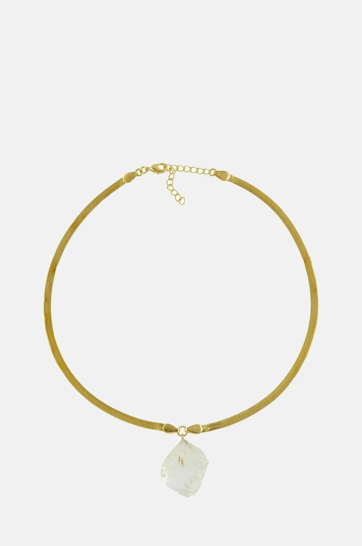 Serpentine Gold Necklace Raw Crystal