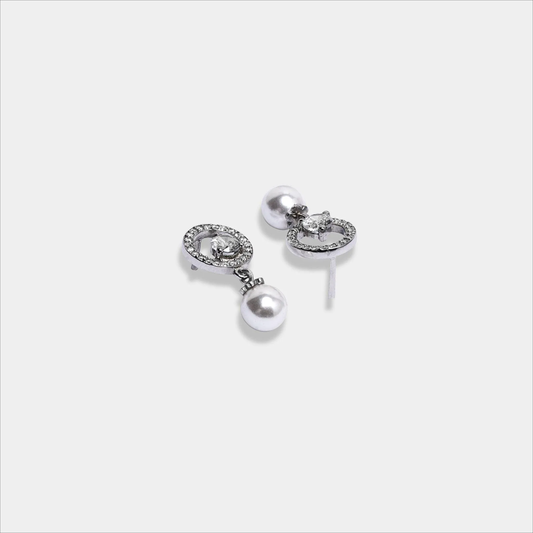 silver luster pearl elegance earrings