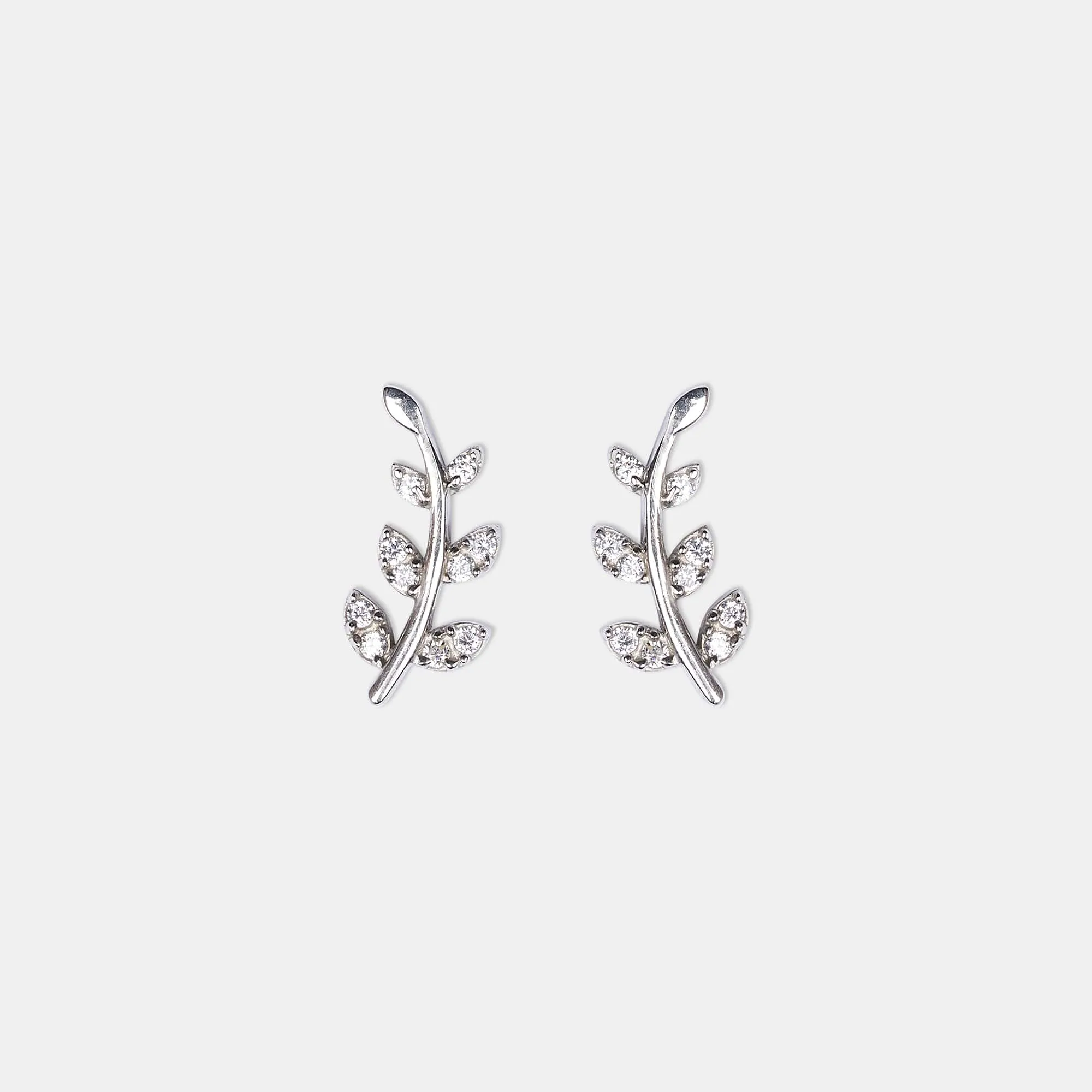 silver natural Leaves earrings