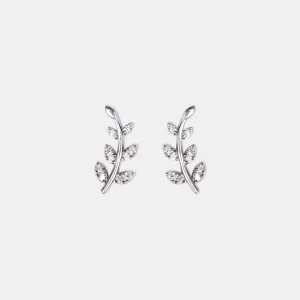 silver natural Leaves earrings