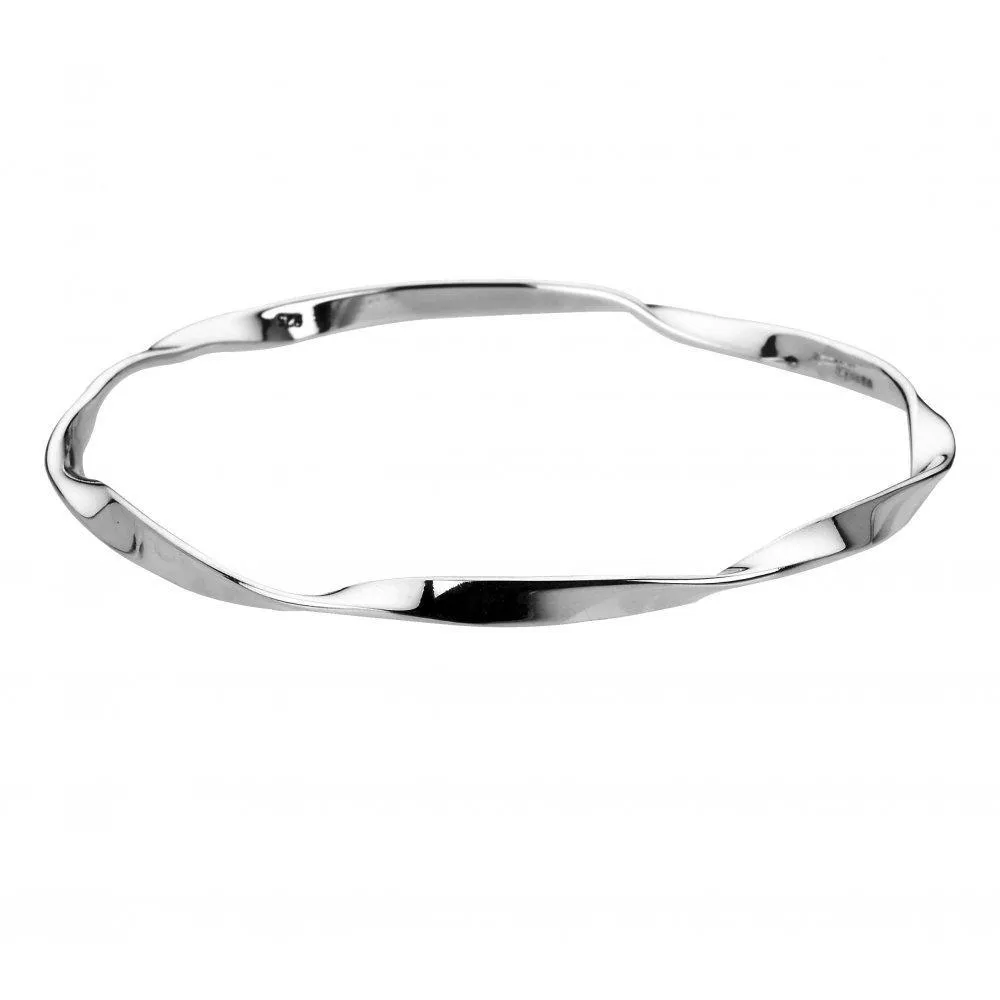 Silver slightly twisted wrap bangle