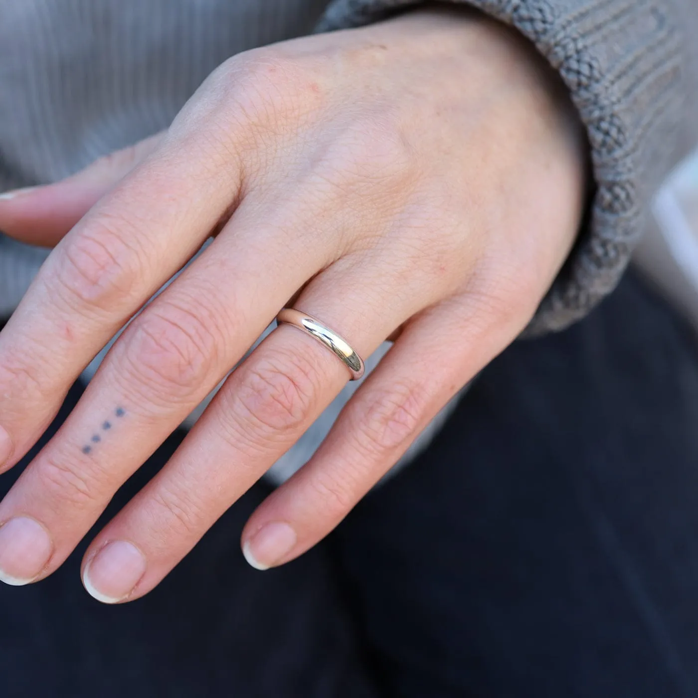 Simple 3mm Half Round Band - Sterling Silver