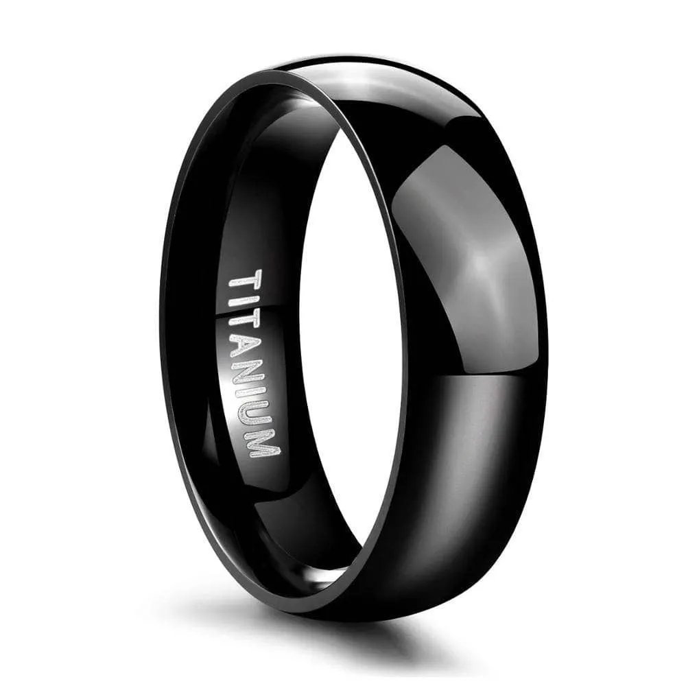 Simple Black Titanium Men's Wedding Band