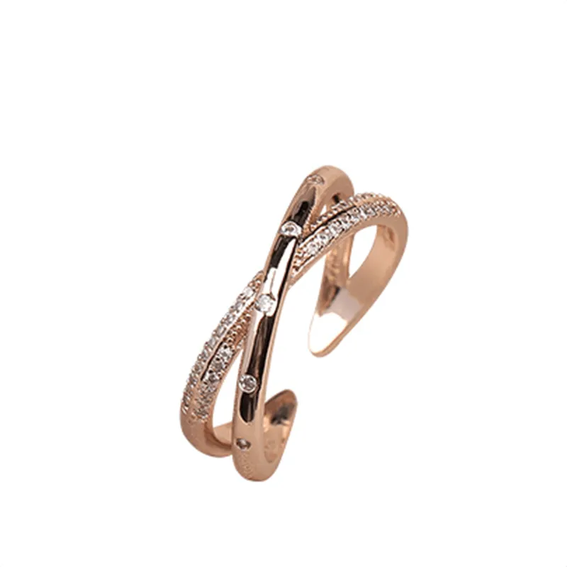 Simple Light Luxury Cross Zircon Ring