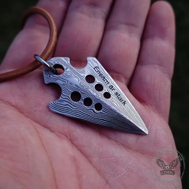 Spearhead Damascus Steel Viking Pendant