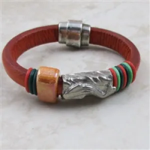 Spicy Orange Leather Bracelet  Woman's Regaliz Leather Bracelet