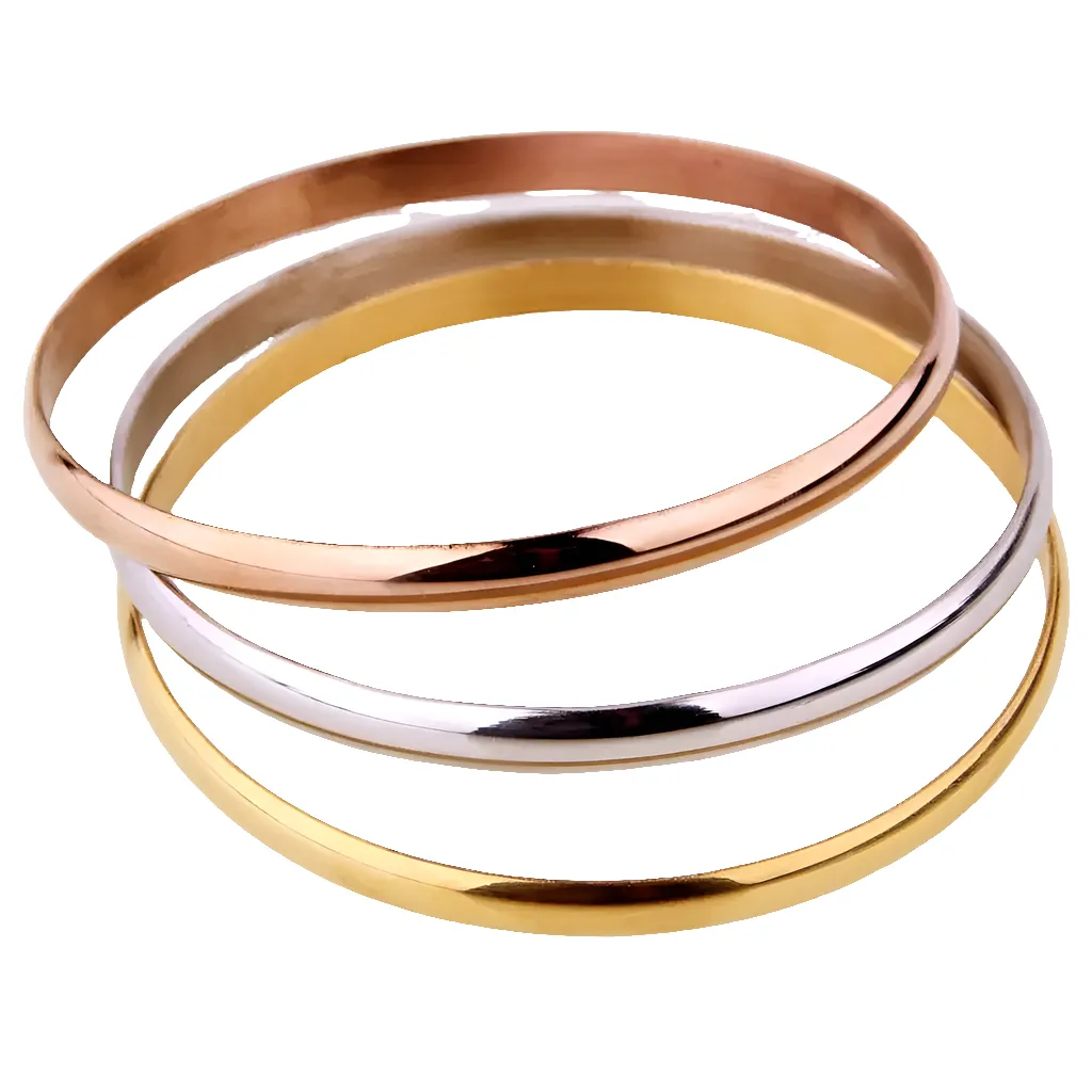 Stainless Steel 3Pc Bangle Set 5mm x 68mm