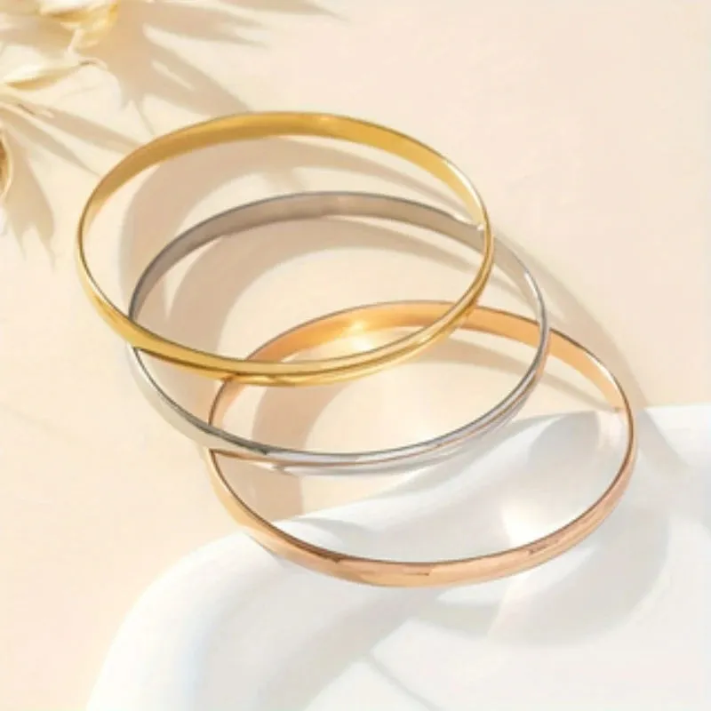 Stainless Steel 3Pc Bangle Set 5mm x 68mm