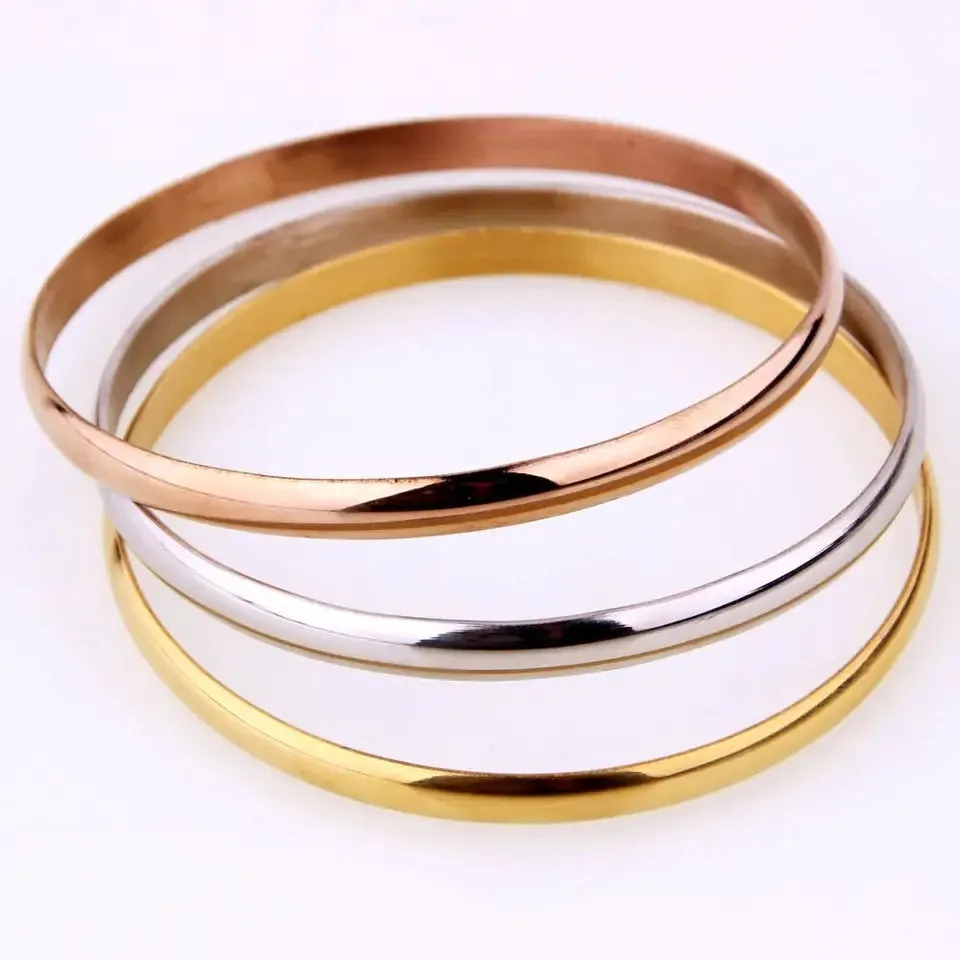 Stainless Steel 3Pc Bangle Set 5mm x 68mm