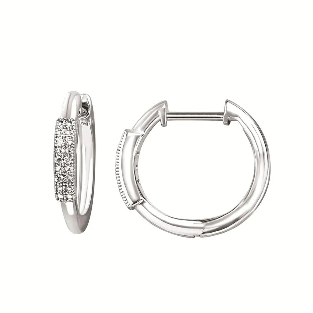 Sterling Silver 0.04ctw Diamond Huggie Hoop Earrings