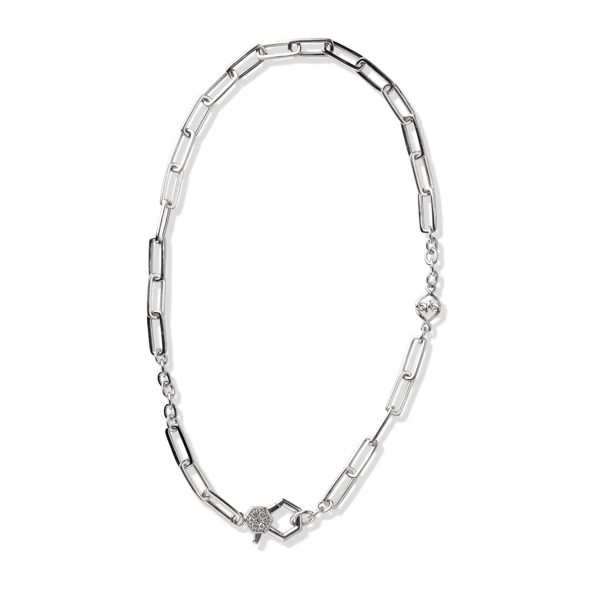 Sterling Silver Black Silver White Sapphire Paperclip Necklace