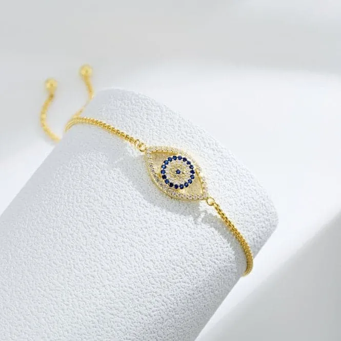 Sterling Silver Gold Plated Evil Eye Bracelet ERLB045