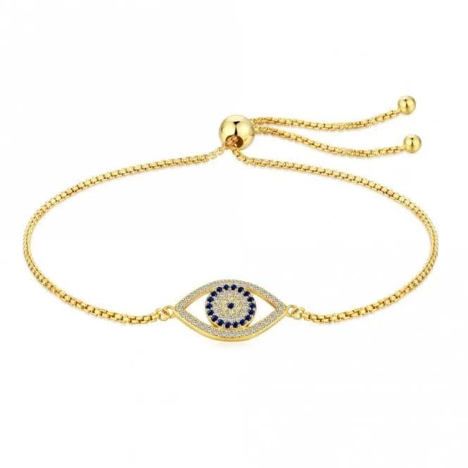 Sterling Silver Gold Plated Evil Eye Bracelet ERLB045