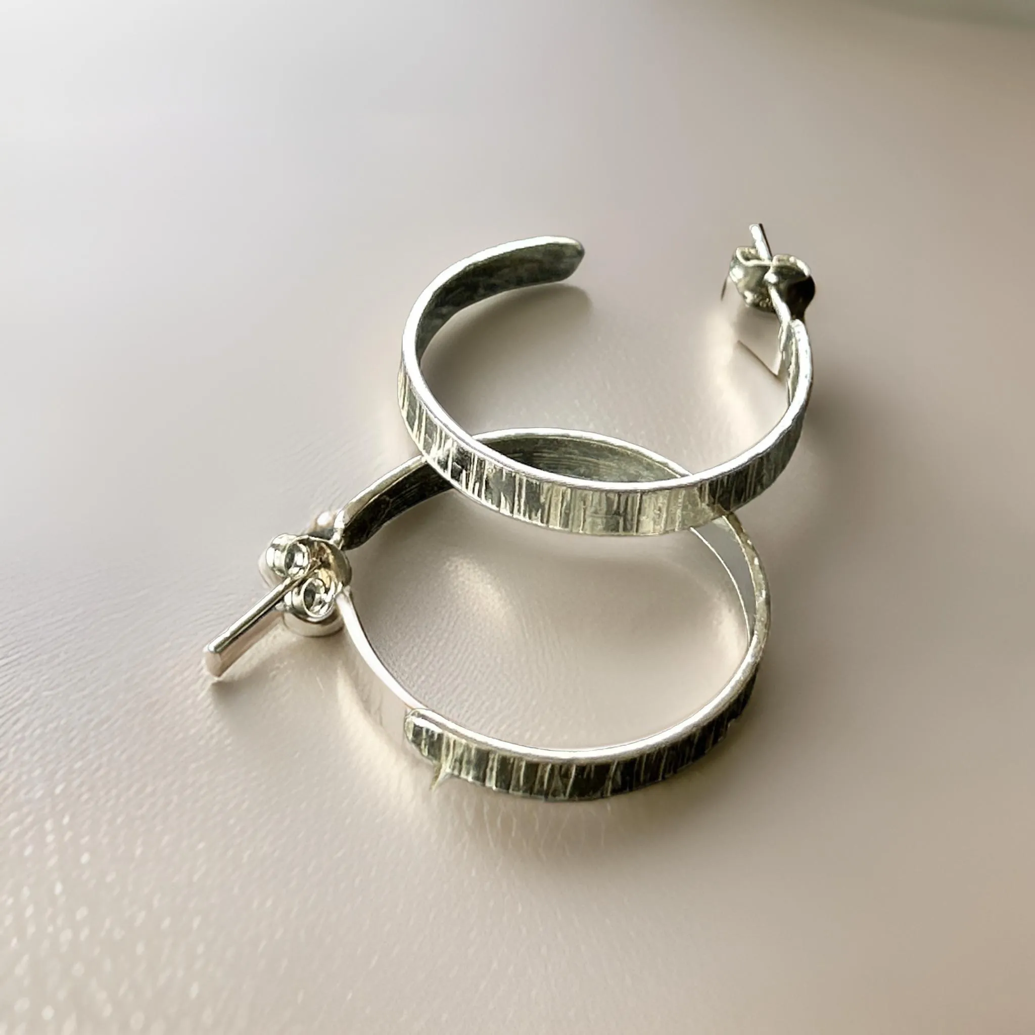 Textured Silver Hoop Earrings