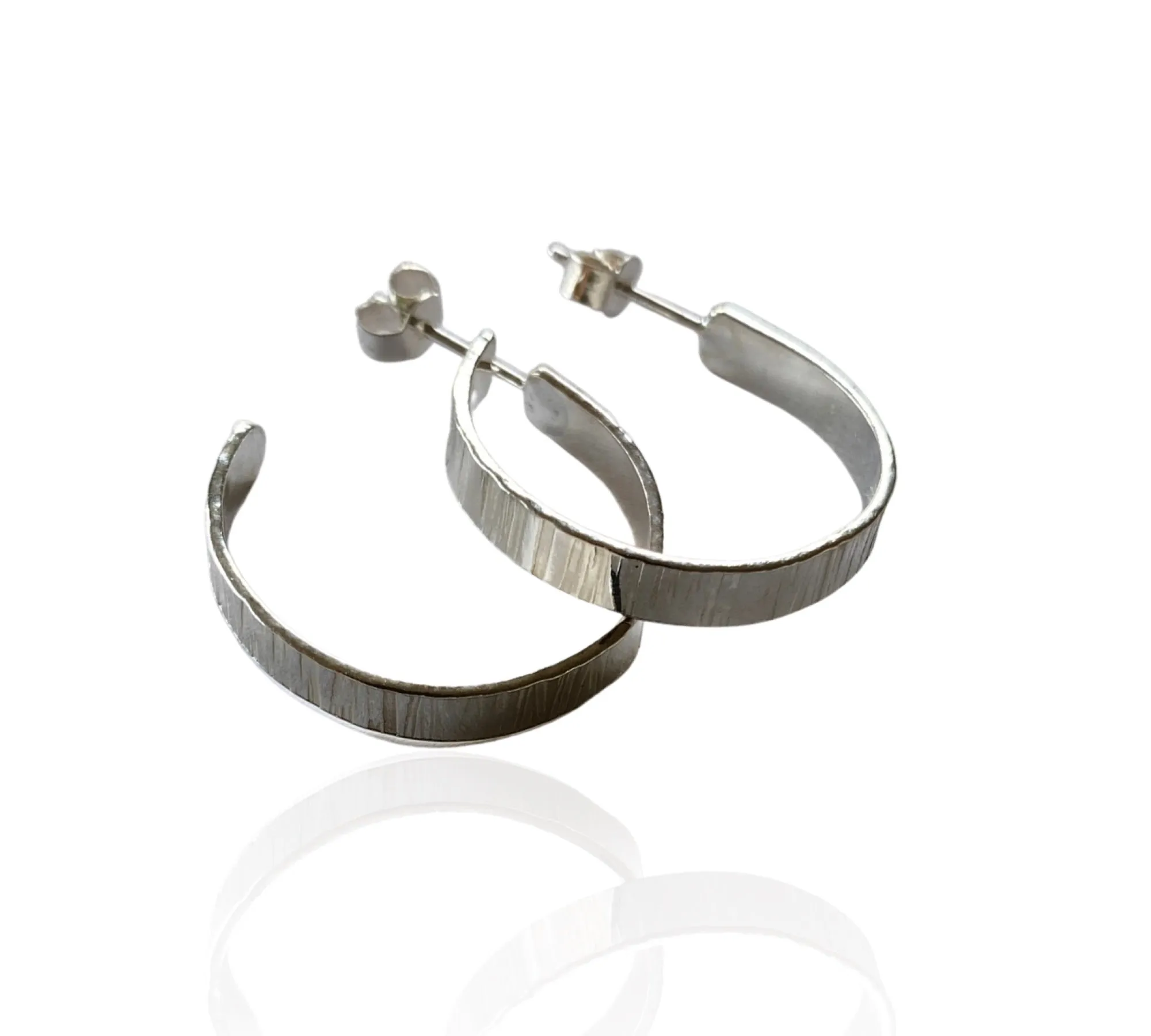 Textured Silver Hoop Earrings