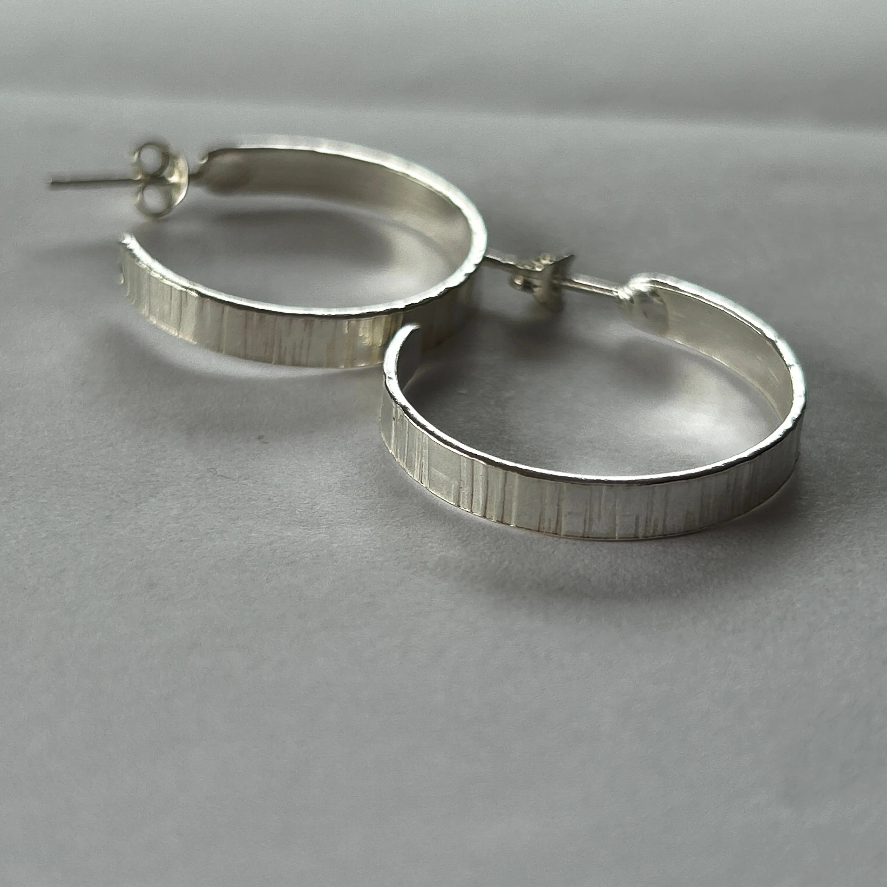 Textured Silver Hoop Earrings