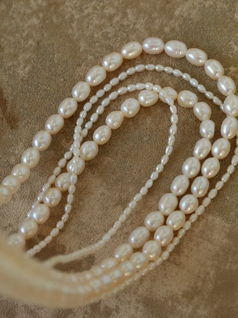 Two-layer Large and Small Pearl Long Necklaces