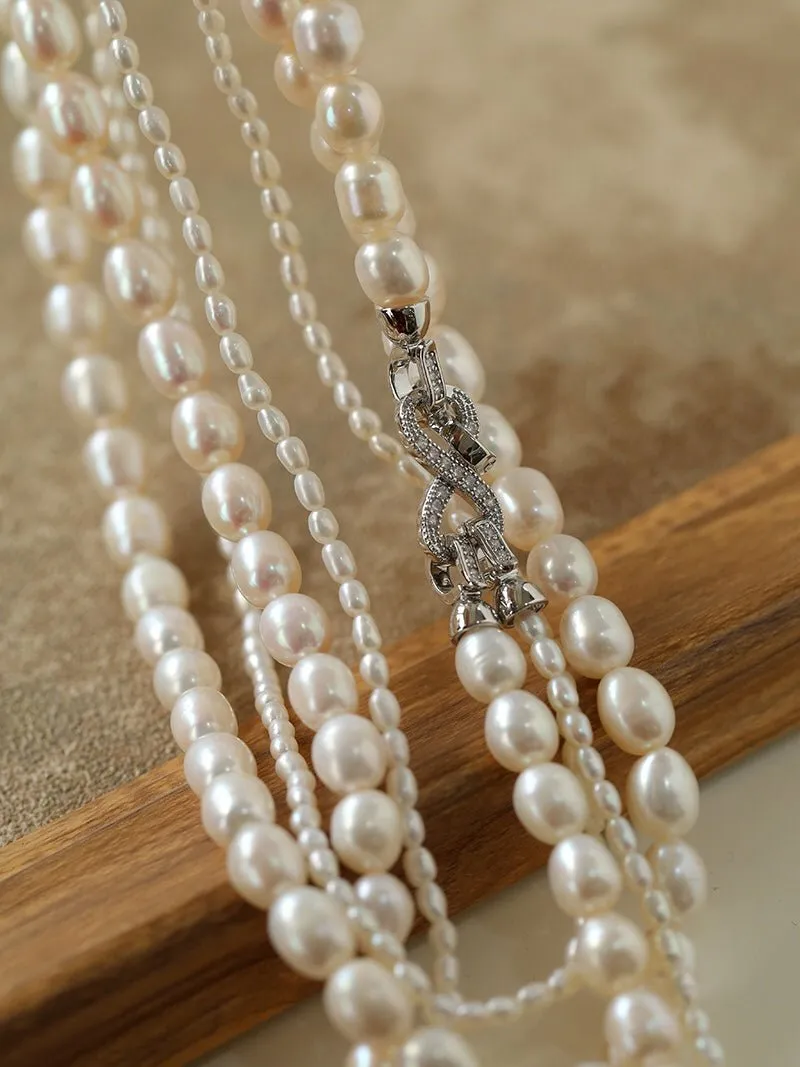 Two-layer Large and Small Pearl Long Necklaces