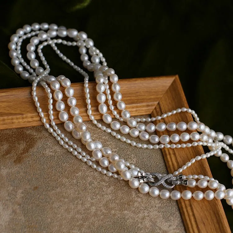 Two-layer Large and Small Pearl Long Necklaces