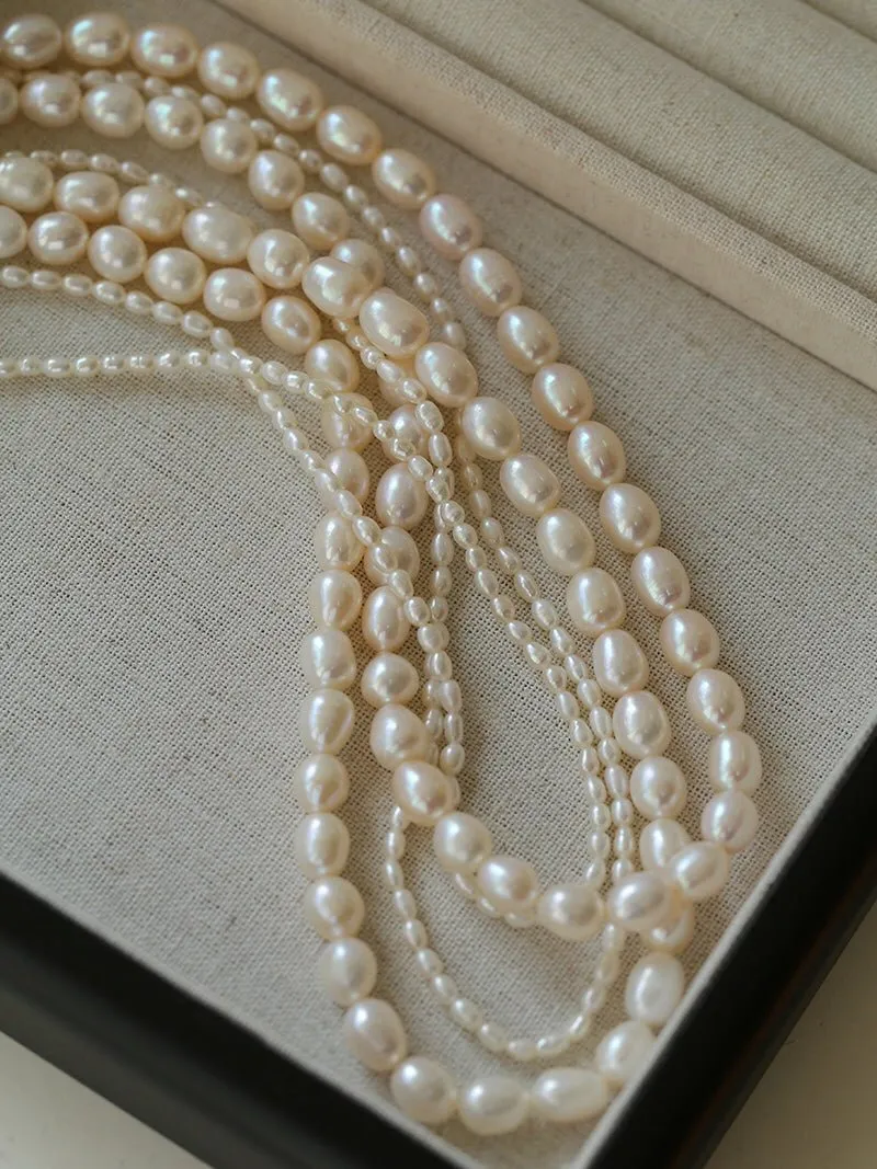 Two-layer Large and Small Pearl Long Necklaces