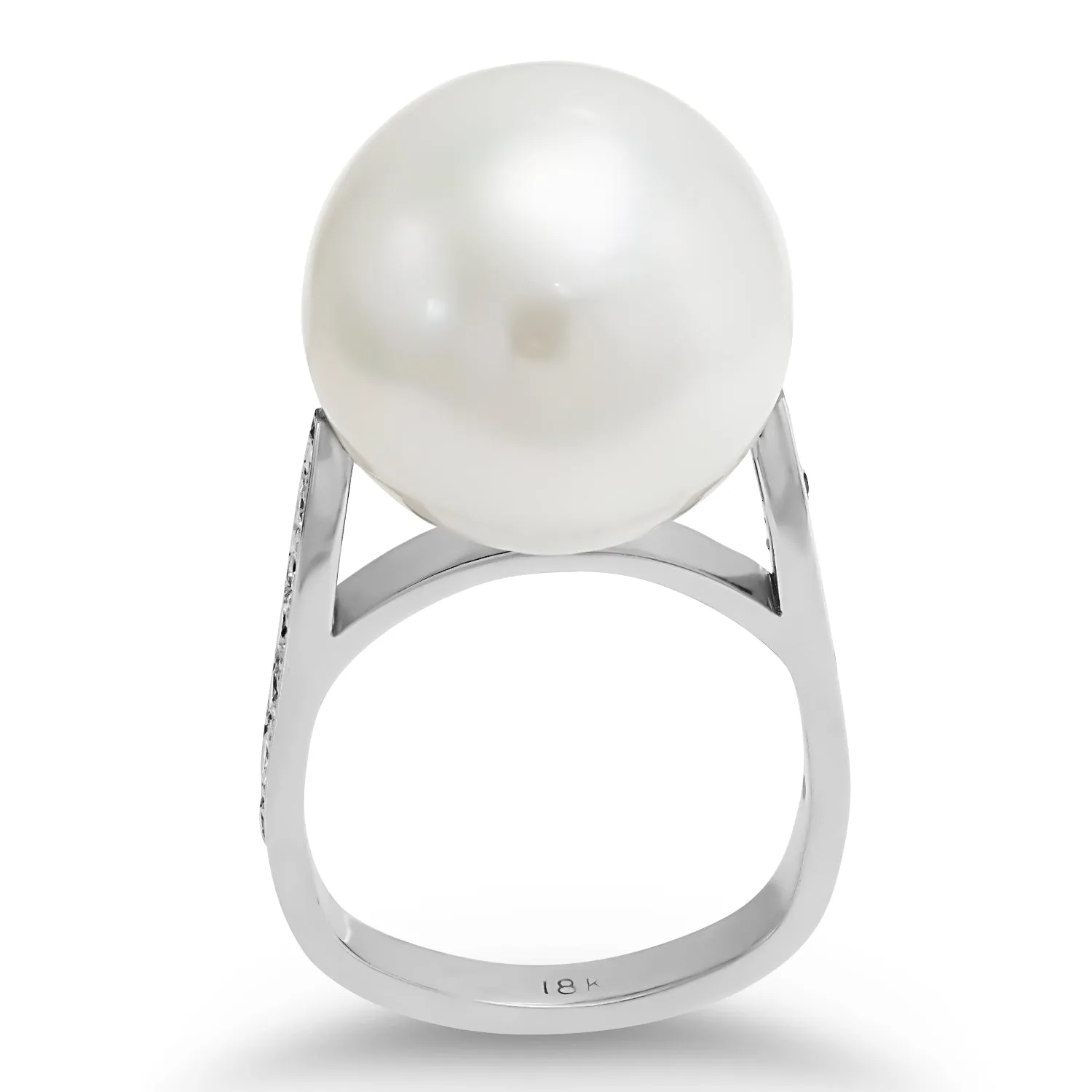 White Pearl and Diamond Ring