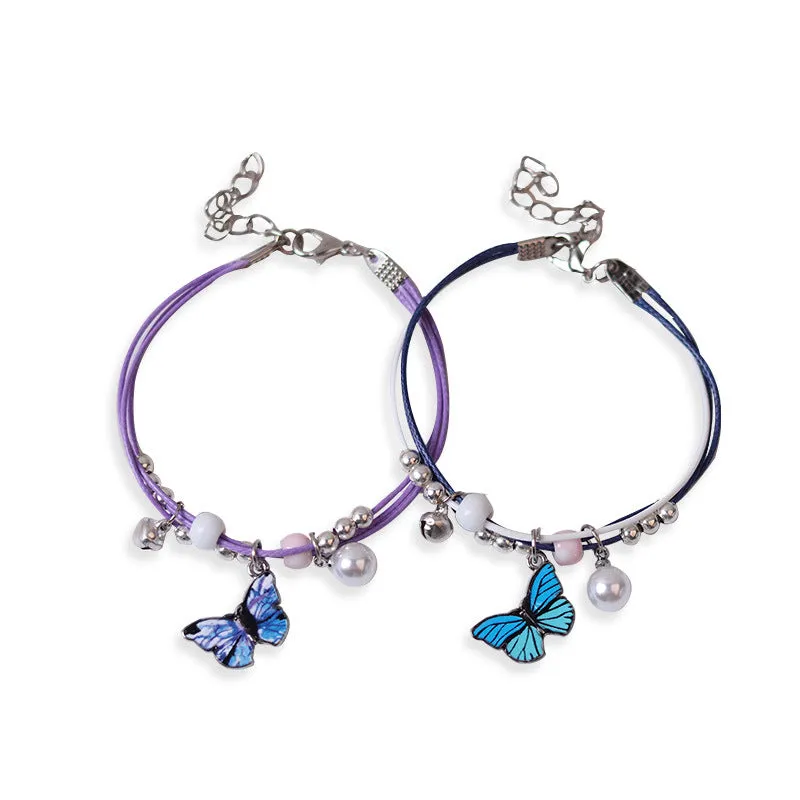 Women's Butterfly Pearl Couple Bracelet