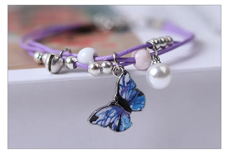 Women's Butterfly Pearl Couple Bracelet