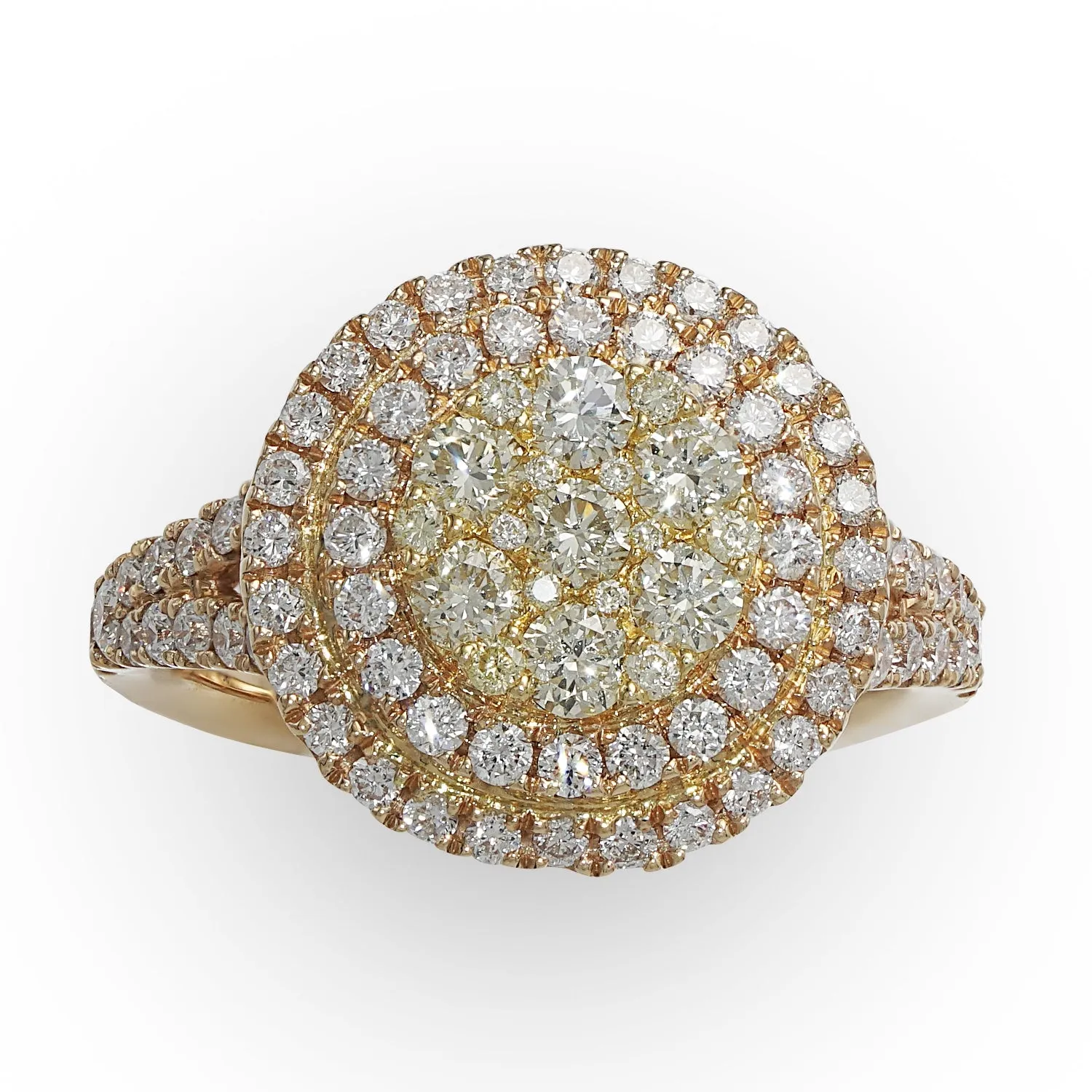 Yellow & White Diamond Cluster Ring