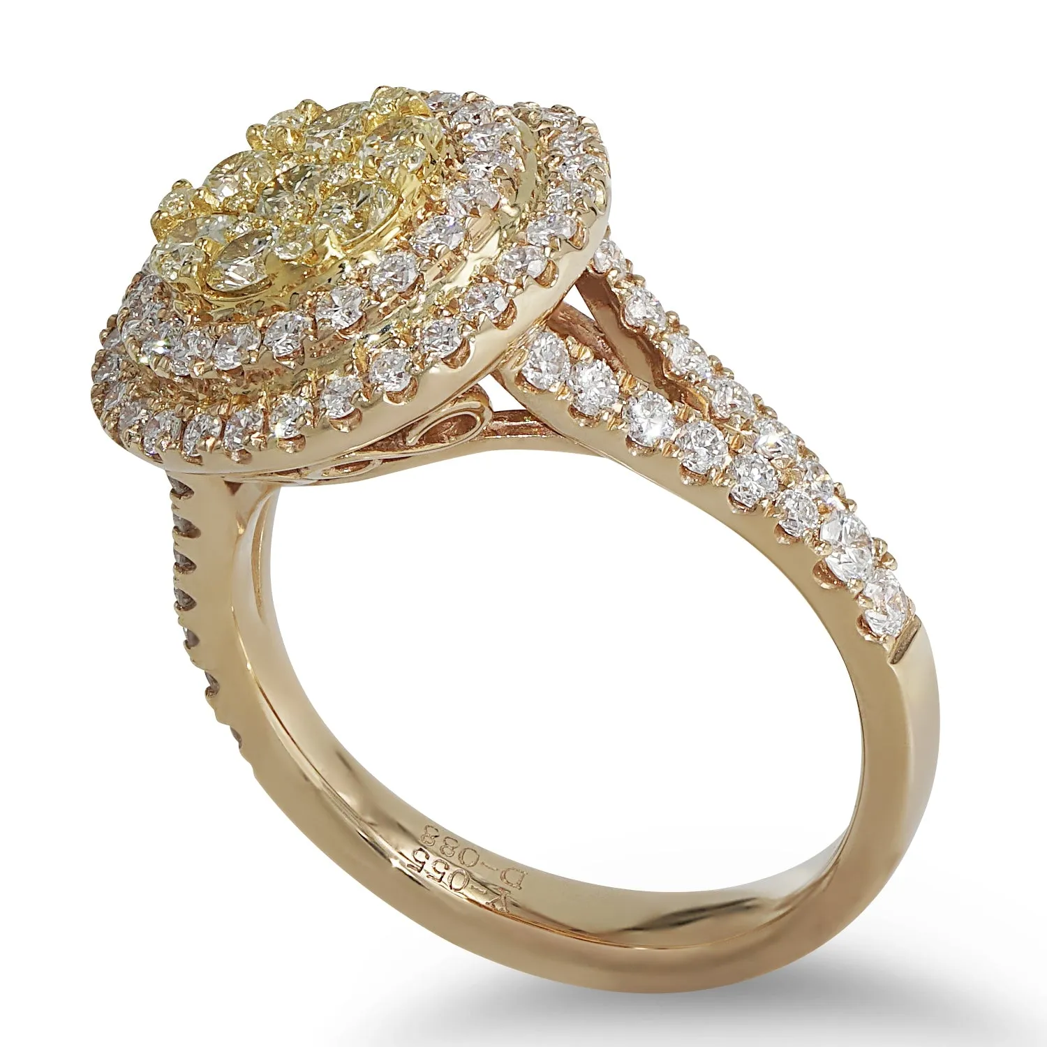 Yellow & White Diamond Cluster Ring