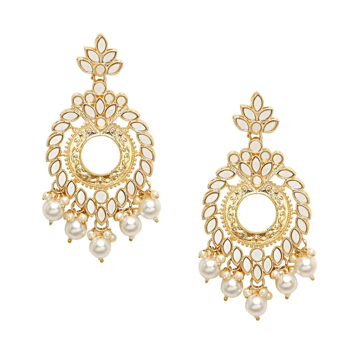 Yellow Chimes Earrings for Women Oxidised Gold Plated Peacock Designed Crystal studded Beads Drop Chandbali Drop Earrings for Women and Girls (ER 7)