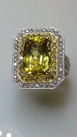 Yellow Sapphire and Diamond Ring